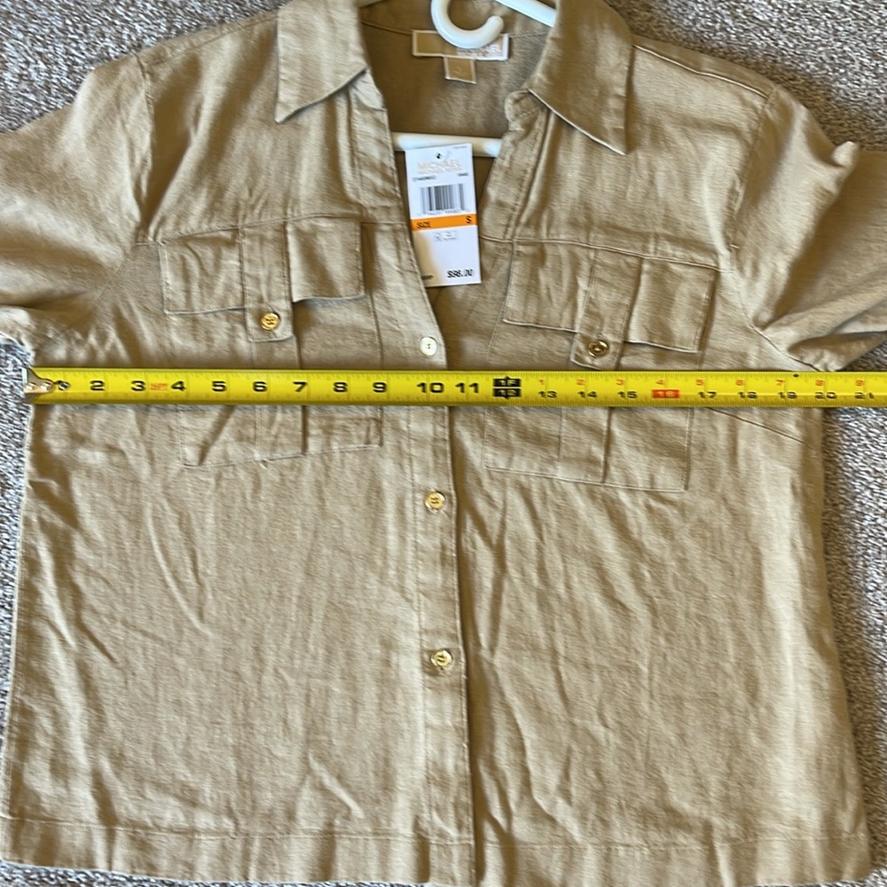 Michael Kors Linen Blend 3/4 Cuff Sleeve Blouse Sz S - Picture 12 of 12